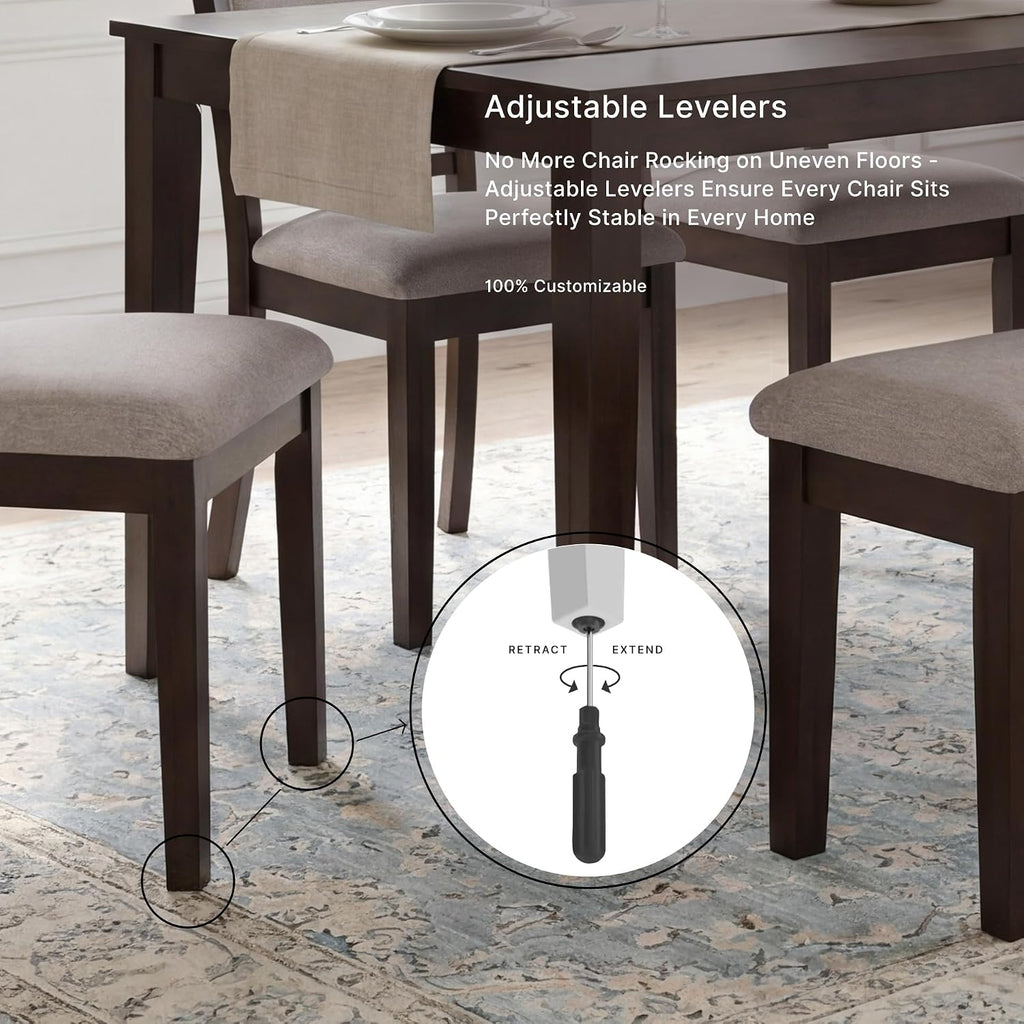 Signature Design by Ashley Langwest Dining Table Set for 6, Transitional 6-Piece Wood Kitchen Table and Chairs Set with Bench, Cushioned Seats, Cherry Brown