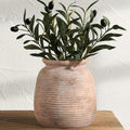 Ceramic Flowers Rustic Vase, Neutral Pottery Farmhouse Vases Home Decor, 7.48" Terracotta Pampas Decorative Vase for Table Entryway Mantel Bookshelf Bedroon Bathroom Living Room