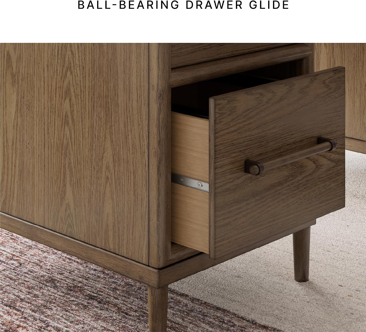 Signature Design by Ashley Roanhowe Contemporary 68" Home Office Desk with 6 Felt-Lined Drawers, USB Charging Ports and Cord Management, Dark Brown