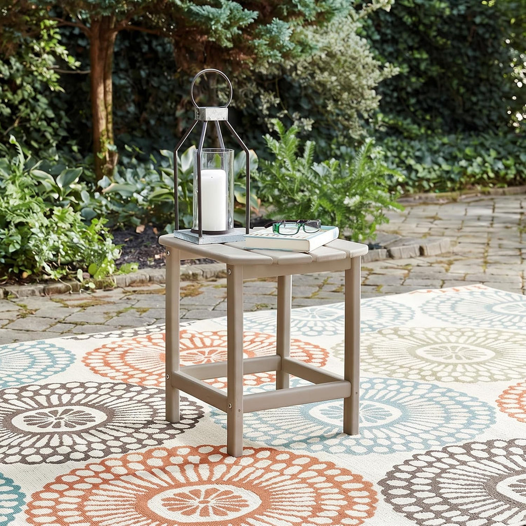 Signature Design by Ashley Sundown Treasure Outdoor Patio HDPE Weather Resistant End Table, Brown