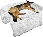 GGIB Cooling Dog Bed Mat with Bolster Pillow Washable Dog Couch Cover Breathable Summer Pet Couch Bed Protector Indoor(Large, Cooling Grey)