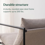 Zinus Aidan Sling Accent Chair, Metal Framed Armchair with Shredded Foam Cushioning, Oatmeal