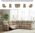 Signature Design by Ashley Next-Gen DuraPella 5-Piece Power Reclining Sectional, Modular L-Shaped Sofa with Zero Gravity Recline and Adjustable Headrest, Water Resistant Faux Leather Couch, Sand