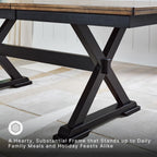 Signature Design by Ashley Wildenauer Dining Extension Table, 18" Self-Storing Butterfly Leaf, Hardwood Solids, Mango Veneer & MDF Substrate, Seats 6 to 8 for Kitchens, Black & Dark Brown, 78"