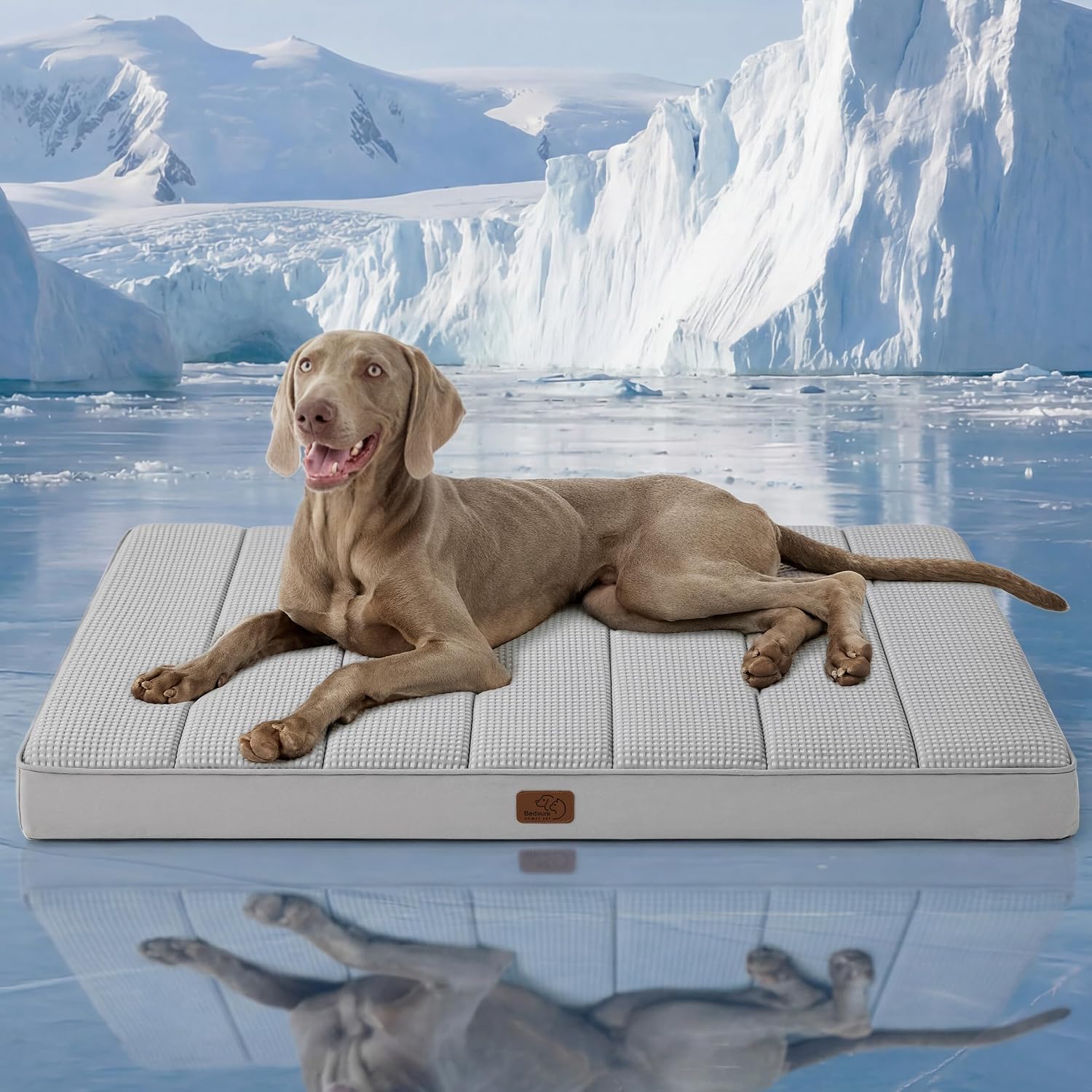 Bedsure Cooling Dog Bed for Crate, Large Breathable Pet Summer Bed, 35 Inch | Orthopedic Egg Crate Foam, Cold Summer Pad Mat, Non-Slip Bottom, Comfy Removable Washable Cover, For Pets Up to 50 lbs