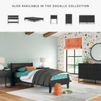 Signature Design by Ashley Socalle Twin Panel Headboard, Bed Frame Mount, Engineered Wood and Decorative Laminate Construction, Ideal for Small Bedrooms and Kids Rooms, Matte Black, Twin