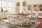 Signature Design by Ashley Bolanburg Dining Table, 2-Tone Farmhouse Style With 6 Built-In Storage Drawers, Wood & Engineered Wood Construction, Seats Up To 6, White/Brown
