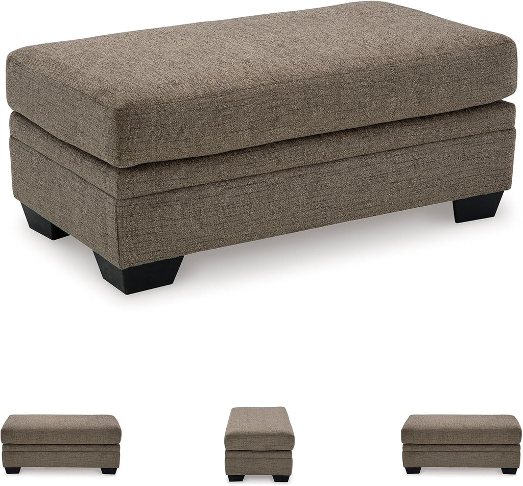 Signature Design by Ashley Stonemeade Upholstered Ottoman, Oversized Contemporary Footrest, 100% Polyester Chenille, Ideal for Living Room Seating, Nutmeg Brown, 44" W
