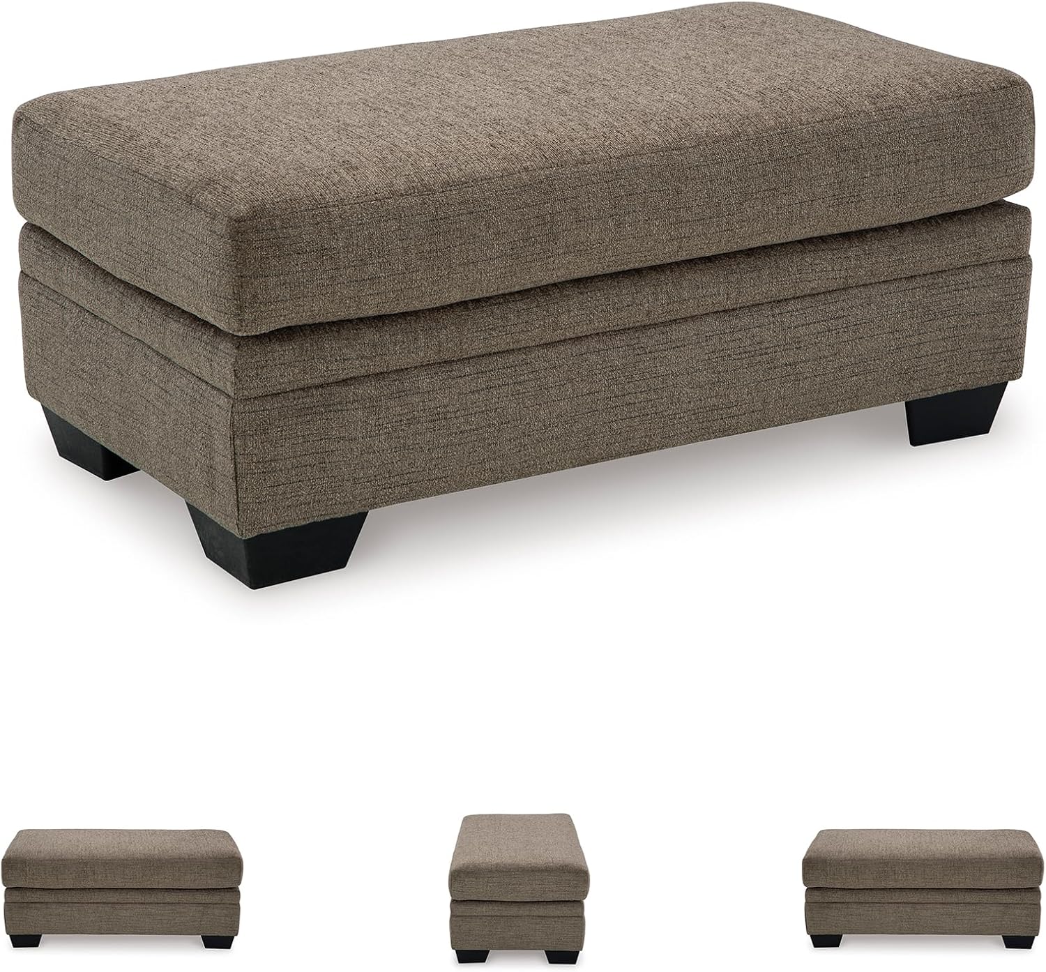 Signature Design by Ashley Stonemeade Upholstered Ottoman, Oversized Contemporary Footrest, 100% Polyester Chenille, Ideal for Living Room Seating, Nutmeg Brown, 44" W
