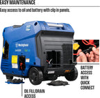 Westinghouse 5000 Peak Watt Super Quiet Dual Fuel Portable Inverter Generator, Remote Electric Start, Gas & Propane Powered, RV Ready 30A Outlet, Parallel Capable, Blue/Black