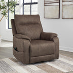 Signature Design by Ashley Crestmeade Modern Dual Motor Power Lift Recliner with Adjustable Backrest, USB Ports, Heat and Massage Function, Dark Brown