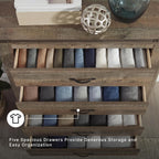 Signature Design by Ashley Trinell Rustic 5 Drawer Chest of Drawers with Nailhead Trim, Warm Brown