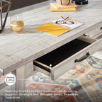 Signature Design by Ashley Carynhurst Farmhouse Large Leg Home Office Desk, 2 Storage Drawers, Vintage Bronze Hardware, Wood, 60.25" Wide, Antique White