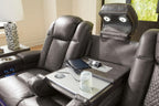 Signature Design by Ashley Fyne-Dyme Contemporary Power Reclining Sofa with USB Charging Ports and Adjustable Headrest, Brown