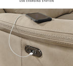 Signature Design by Ashley Power Reclining Loveseat with Console, Next-Gen Durapella, Zero Gravity Mechanism, Easy to Clean Water Resistant Performance Fabric, Sand