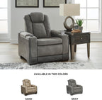 Signature Design by Ashley Next-Gen DuraPella Power Recliner with Adjustable Headrest, Storage Armrests, Wireless & USB Charging, Faux Leather, 2-Tone Gray