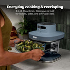 Ninja Crispi Pro 6-in-1 Glass Air Fryer | With Nontoxic, 6qt & 2.5qt Containers & Lids | Microwave, Freezer, Dishwasher Safe | 450°F Max Temp | 1800 Watt | Cyberspace | AS101CY
