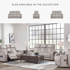 Signature Design by Ashley Boyington Contemporary Leather Match Power Reclining Sofa with USB Charging Ports, LED Lights and Adjustable Headrest, Light Gray