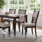 Signature Design by Ashley Langwest Dining Table Set for 6, Transitional 6-Piece Wood Kitchen Table and Chairs Set with Bench, Cushioned Seats, Cherry Brown