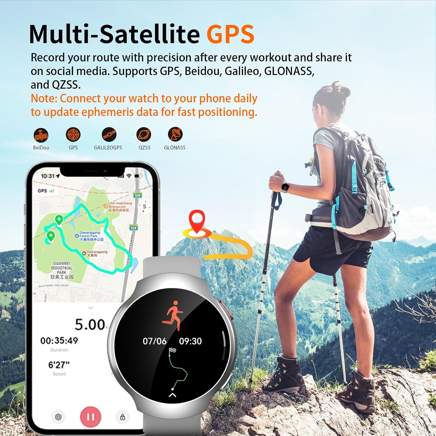 2026 AI Smart Watch with GPT, 1.43" AMOLED Corning 8H Display, Bluetooth Calls, GPS Route Tracking, 5ATM Waterproof, 150+ Sports Modes, Heart Rate Sleep Monitor, Fitness Smartwatch for Android iOS