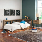 Signature Design by Ashley Deanlow Bookcase Storage Bed, Replicated Walnut Wood-Look Platform, Mid-Century Modern Casual Style, Integrated Bookshelf Side Rails, Honey Brown, Twin