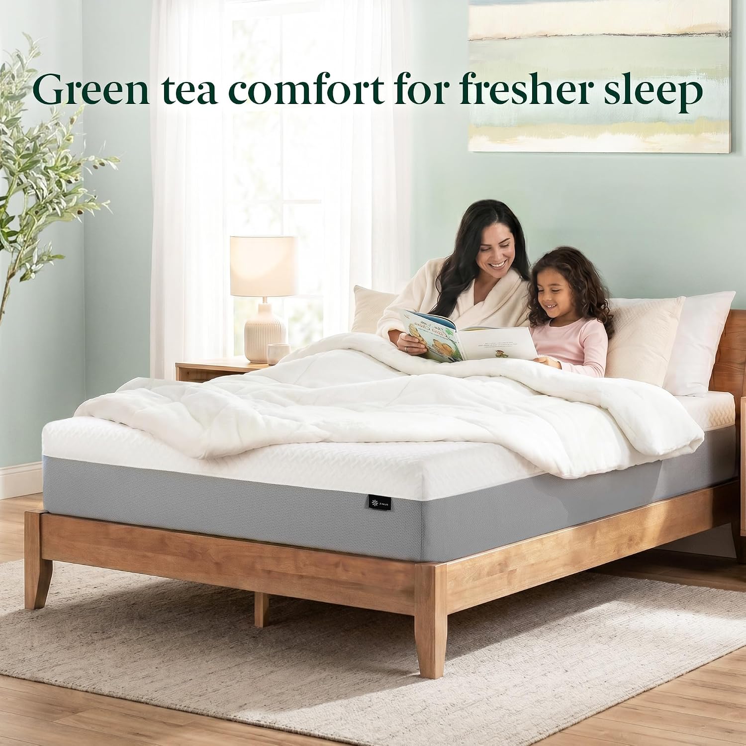 Zinus 10 Inch Green Tea Essential Memory Foam Mattress [New Version], Queen, Fiberglass Free, Medium Feel, Breathable Airflow Memory Foam, Certified Safe Foams & Fabric, Mattress in A Box