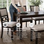 Signature Design by Ashley Langwest Dining Table Set for 6, Transitional 6-Piece Wood Kitchen Table and Chairs Set with Bench, Cushioned Seats, Cherry Brown