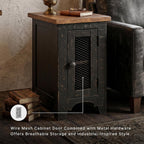 Signature Design by Ashley Valebeck Chairside End Table, Small Side Table with Storage Cabinet for Living Room Decor, Pine Veneers, Pine Wood, and Engineered Wood, Distressed Black/Brown