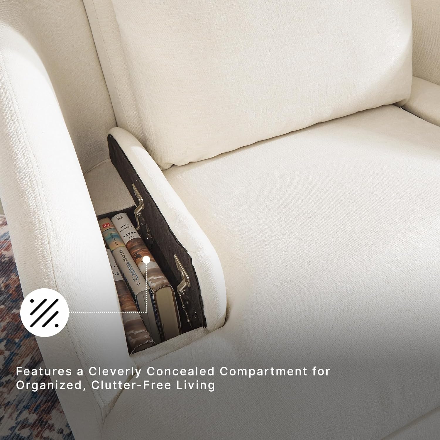 Signature Design by Ashley Modmax Swivel Glider Nursery Recliner, Stain-Resistant Next-Gen Nuvella Performance Fabric Rocking Chair for Living Room, Oyster Beige, 42" W
