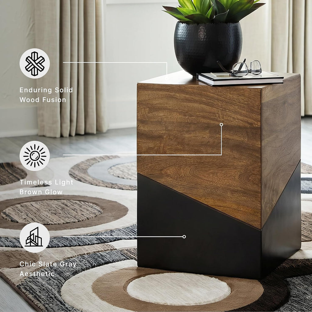 Signature Design by Ashley Trailbend Eclectic Accent End Table, Brown & Gunmetal