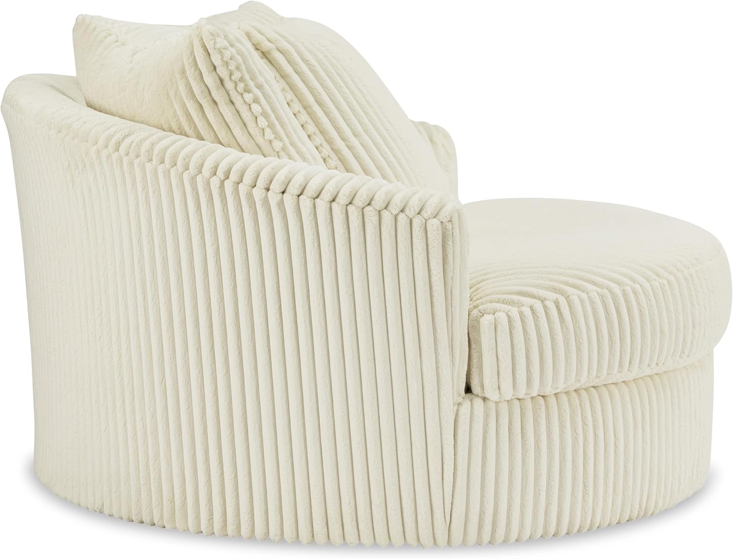 Signature Design by Ashley Lindyn Transitional Oval Tufted Upholstered Oversized Swivel Accent Chair, White