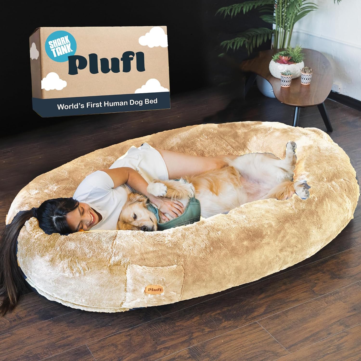 Plufl, The Original Human Dog Bed for Adults, Kids, and Pets. As Seen on Shark Tank. Comfy Plush Large Bean Bag with Memory Foam, Machine Washable, and Durable. Perfect nap and Floor Bed - Arctic Grey