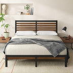 Zinus Kai Bamboo and Metal Platform Bed Frame with Headboard, No Box Spring Needed, Easy Assembly, Queen, Brown