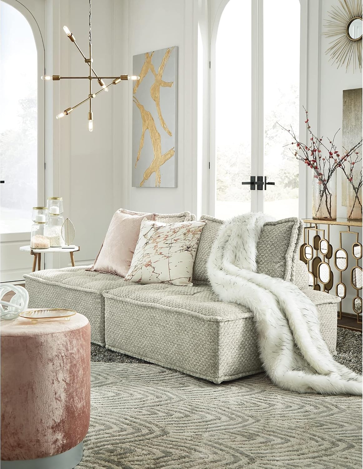 Signature Design by Ashley Bales Low Profile Floor Seating Accent Chair, Gray