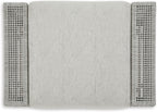 Signature Design by Ashley Aluminum Frame Outdoor Ottoman with Cushion, Seton Creek, High-Performance Nuvella Fabric, Seating for Patio Lounge Areas, Light Gray & Light Brown