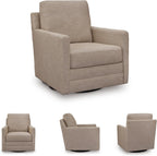 Signature Design by Ashley Freybourne Next-Gen Nuvella Casual Stain Resistant Swivel Accent Chair with Reversible Cushions, Light Brown