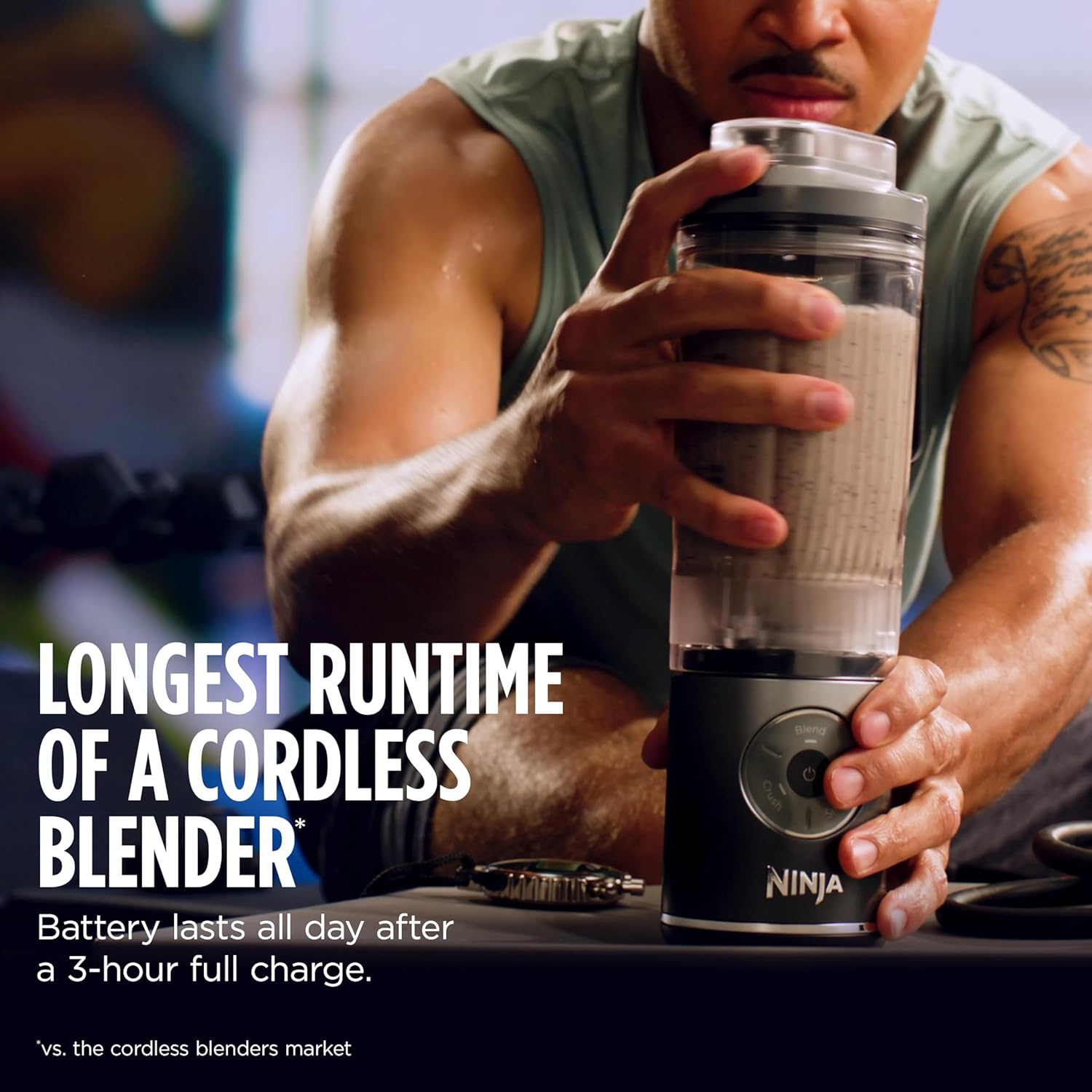 Ninja Blast Max, Portable Blender + Twist & Go, Personal Smoothie, Blend, Ice Crush, 3 Programs, Cordless, 22oz removable Vessel, Dishwasher Safe, Leakproof, Sea Glass/Blue, BC251BL1