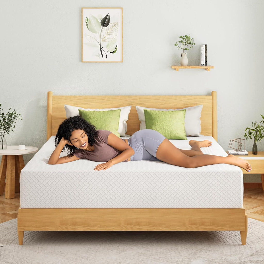 EGOHOME Full Size Memory Foam Mattress, 8 Inch Bed Mattress in A Box with Cooling Green Tea Gel, Pressure Relief with Medium Firm Support, CertiPUR-US Certified, 75''L x 54''W, ‎37.3 pounds White