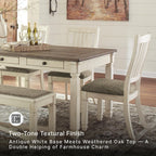 Signature Design by Ashley Bolanburg Dining Table, 2-Tone Farmhouse Style With 6 Built-In Storage Drawers, Wood & Engineered Wood Construction, Seats Up To 6, White/Brown