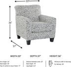 Signature Design By Ashley Hayesdale Modern Accent Chair with Removable Cushions and Tapered Legs, Black & Gray