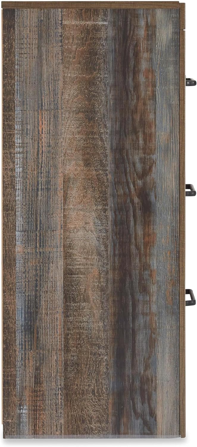 Signature Design by Ashley Drystan 6 Drawer Dresser, Pre-Assembled Convenience, Engineered Wood Construction for Bedroom Storage, Rustic Brown and Multi, 59" W x 16" D x 37" H