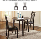 Signature Design by Ashley Hammis Round Dining Room Drop Leaf Table, Seats up to 4, Hinged Drop Leaves, Wood, 36.38" W x 36.38" D x 29.88" H, Dark Brown