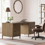 Signature Design by Ashley Roanhowe Contemporary 68" Home Office Desk with 6 Felt-Lined Drawers, USB Charging Ports and Cord Management, Dark Brown