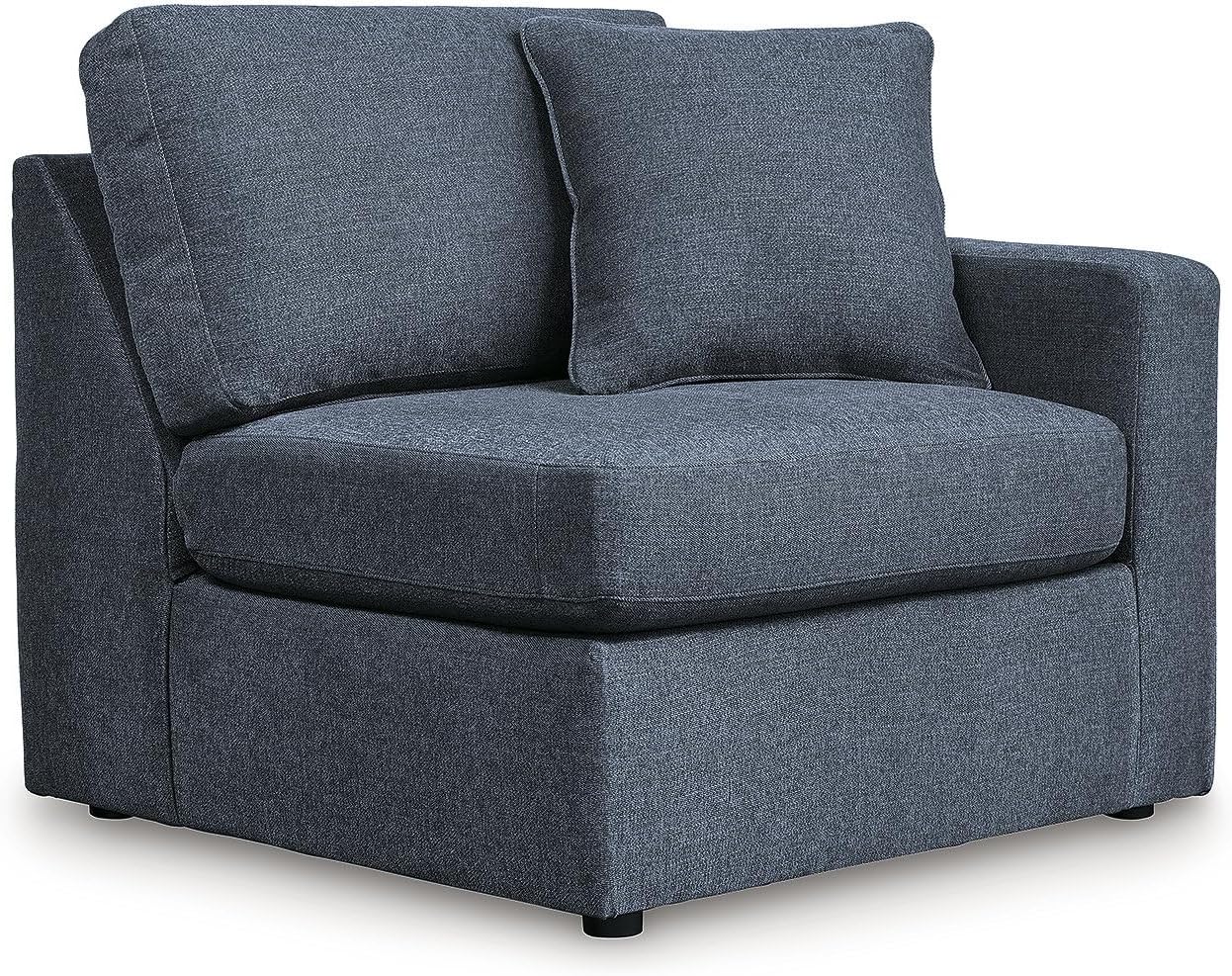 Signature Design by Ashley Contemporary Modmax Stain Resistant U-Shape Right-Arm Facing 5-Piece Sectional with Chaise and Reversible Cushion, Dark Blue