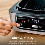 Ninja Foodi Indoor Grill & Air Fryer | 5-in-1 Grill, Air Fry, Roast, Bake, & Dehydrate | Cyclonic Grilling Technology | XL Capacity | Dishwasher Safe Parts | Black/Grey | AG301