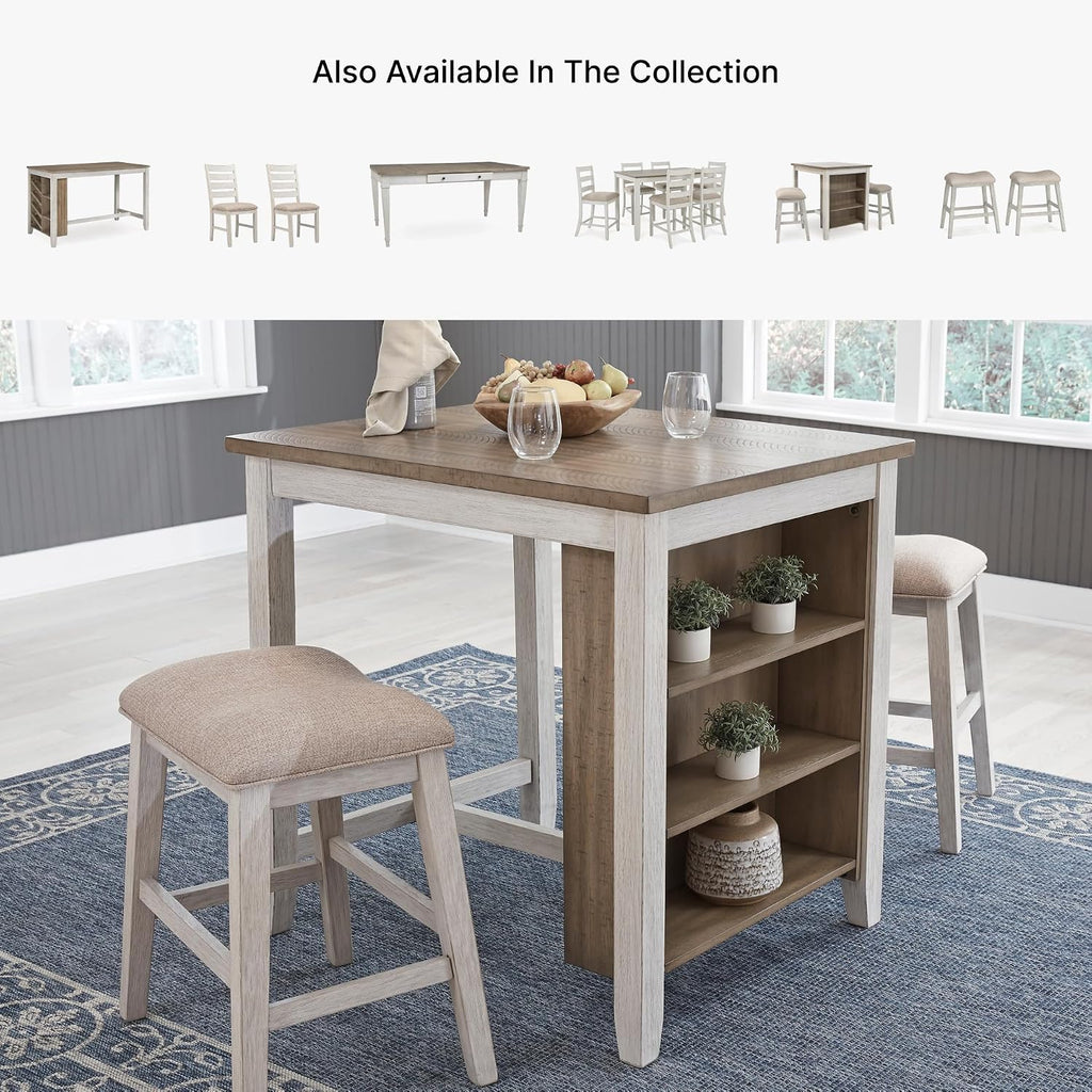 Signature Design by Ashley Skempton Modern 24" Counter Height Upholstered Barstool, 2 Count, Grayish White