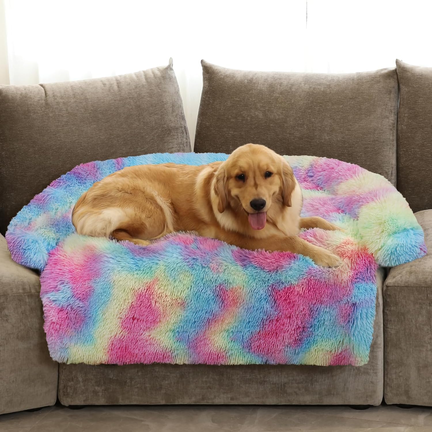 GGIB Cooling Dog Bed Mat with Bolster Pillow Washable Dog Couch Cover Breathable Summer Pet Couch Bed Protector Indoor(Large, Cooling Grey)