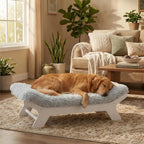 Muihood Elevated Wooden Dog Bed with Foam Mattress, Walnut, X-Large | Raised Dog Bed with Washable Cover, Supportive Foam Mattress, Perfect for X-Large Dogs and Indoor Living
