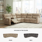 Signature Design by Ashley Next-Gen DuraPella 6-Piece Power Reclining Sectional, Zero Gravity Comfort and Adjustable Headrests, L-Shaped Faux Leather Modular Design for Living Rooms, Sand, 132" W
