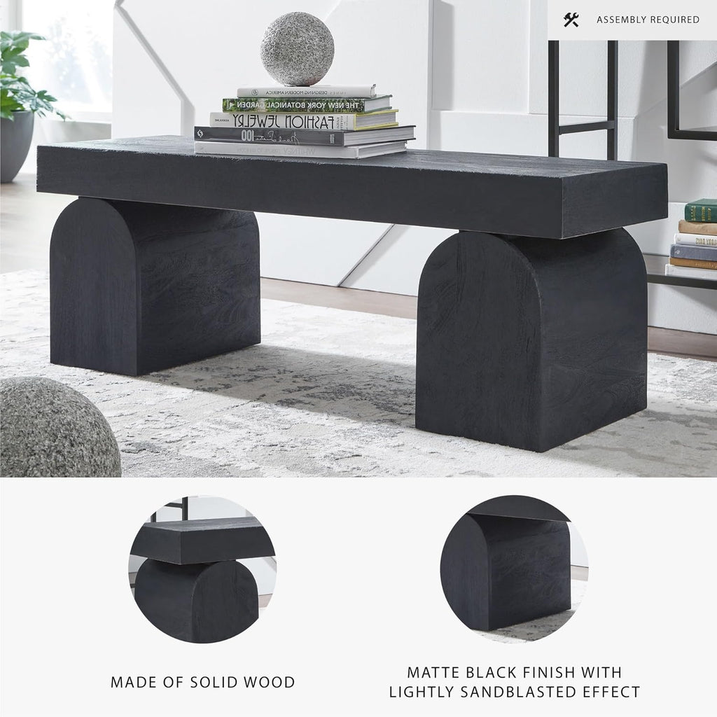 Signature Design by Ashley Holgrove Contemporary Accent Bench with Oversized Legs and for Living-Room, Home-Office or Entryway Use, Black